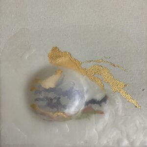Aquarela folha de ouro parafina. Detalhe, 15x15cm