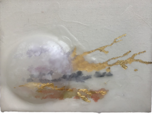 Aquarela,folha de ouro,parafina, tela13x18cm